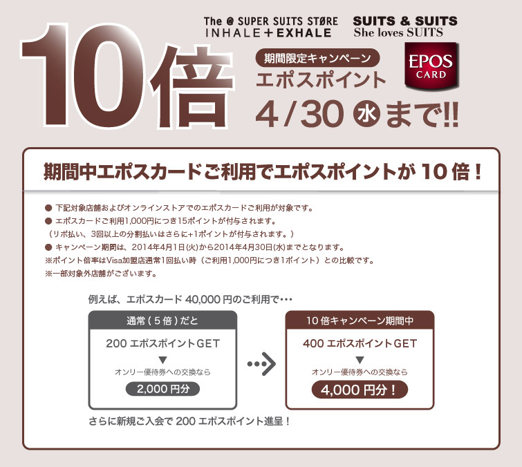 エポスポイント10倍キャンペーン4/30まで