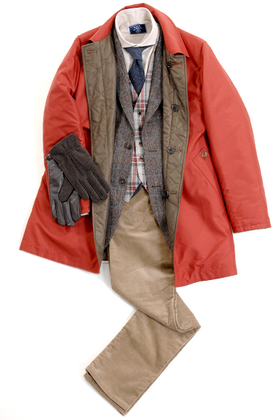 コーデ③ジャケパン+コート+ベスト