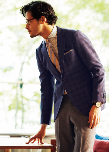 チェックジャケットコーディネート1