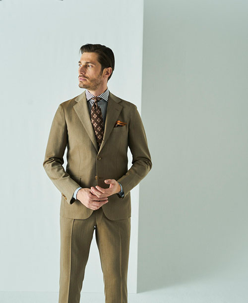 【CANONICO】段返り3釦 ワンタックスリムパンツ ソラーロ