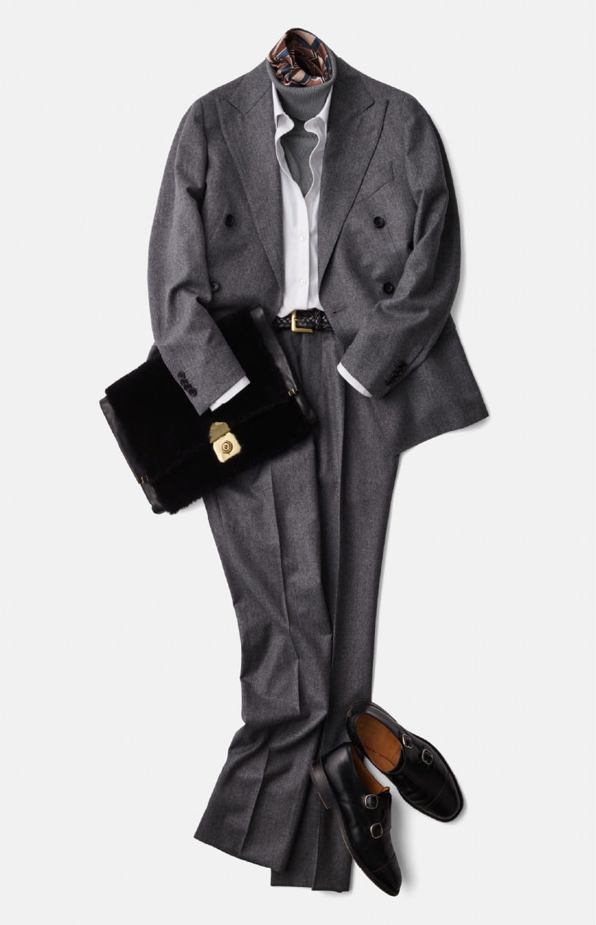 シャツ×タートルで今どきお洒落お仕事スタイル