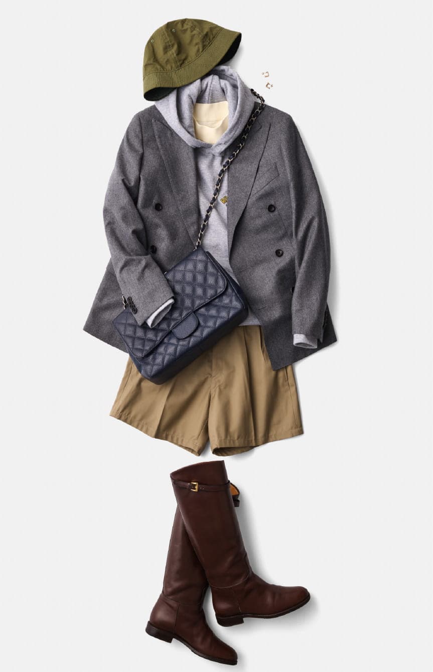 ジャケット合わせで大人のショートパンツコーデに