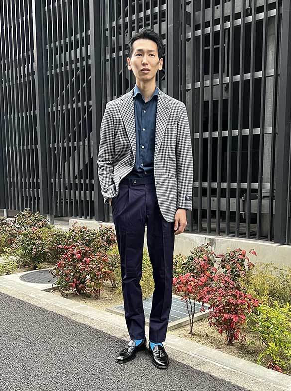 見ごたえのある千鳥柄ジャケット