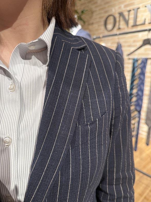 麻混紡のシアサッカー生地