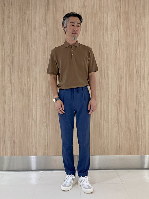 涼し気な鹿の子素材ポロ