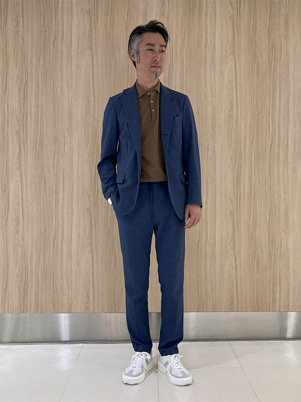 涼し気な鹿の子素材ポロ