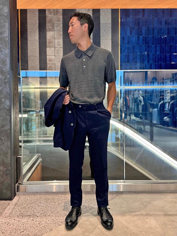 上質なシルク混ウールポロ