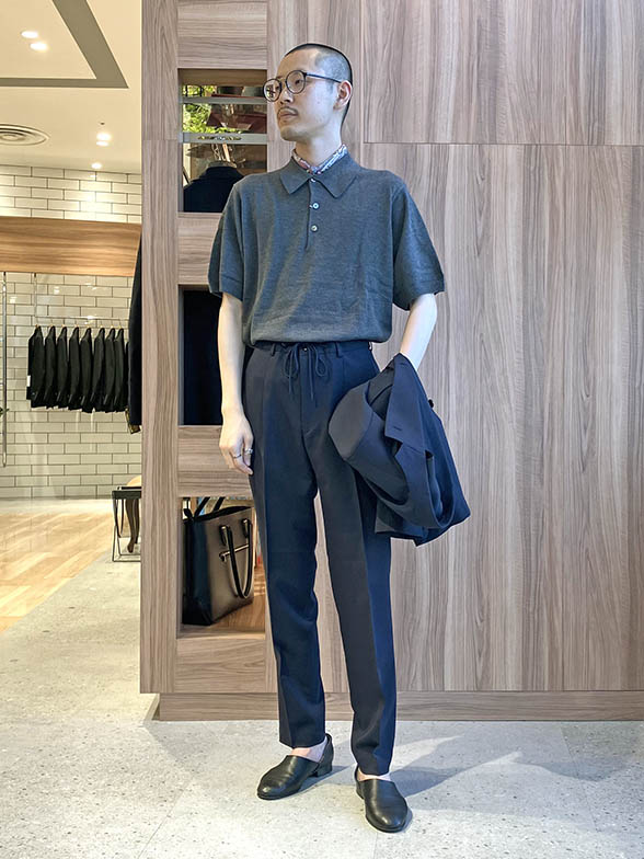 ウールシルクの柔らかなニットポロ