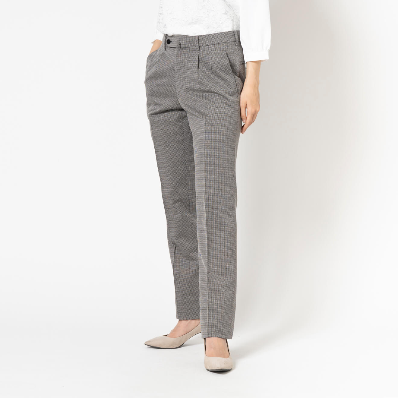 ハイライトジャージー / ツータックパンツ グレー　千鳥