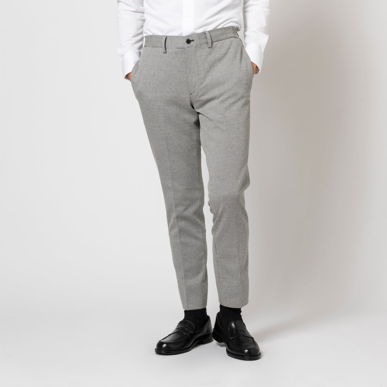 ハイゲージジャージー セットアップパンツ グレー千鳥