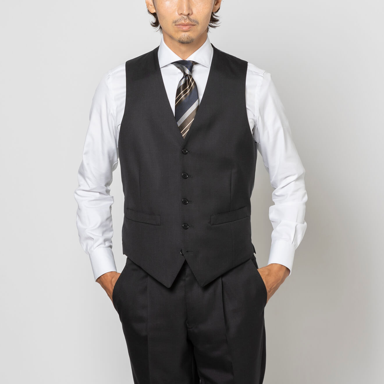 極 / ツイル チャコール ベスト