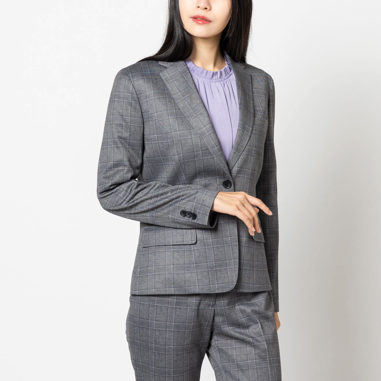 トラベラージャージー / ジャケット ライトグレー チェック