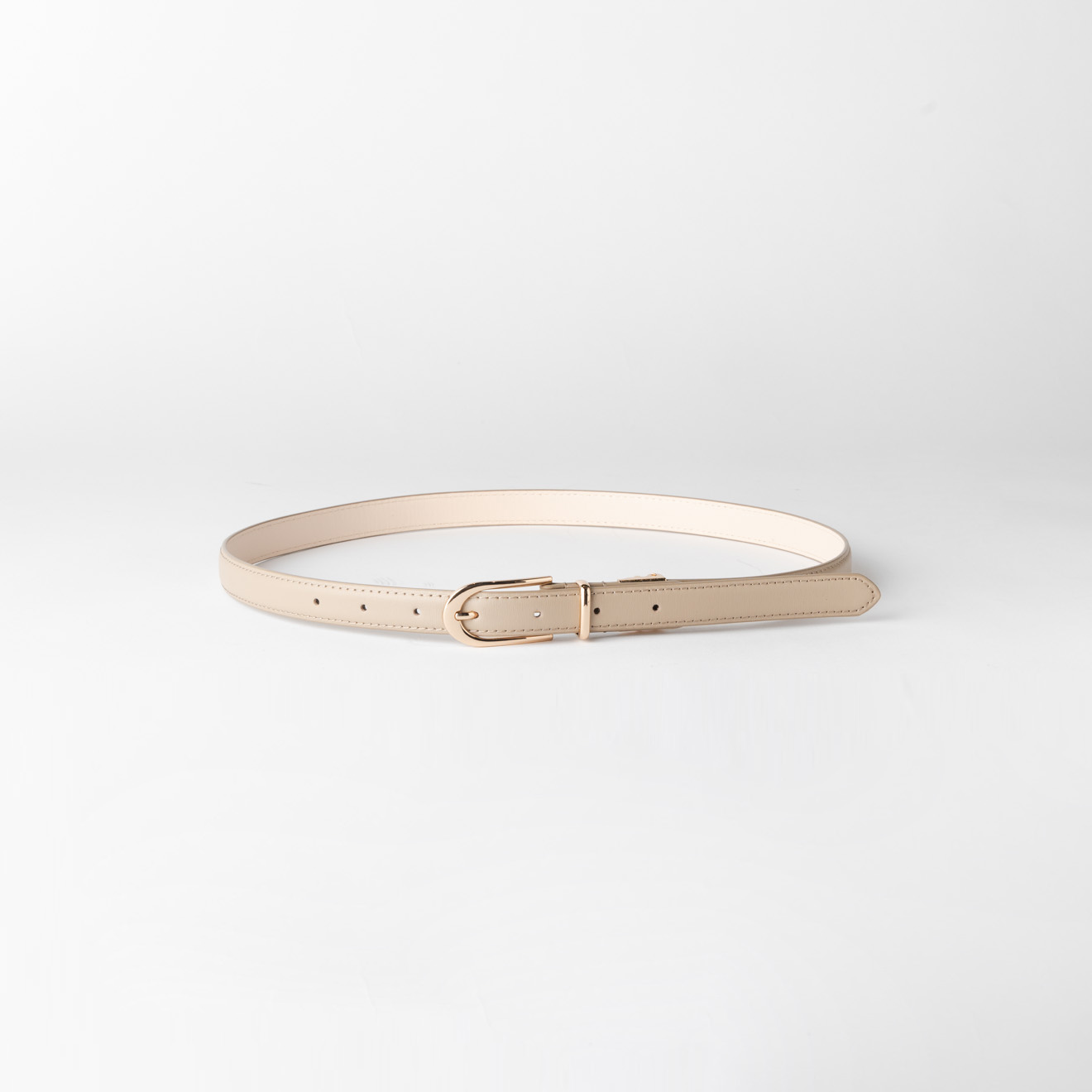 本革 スリムレザーベルト ベージュ