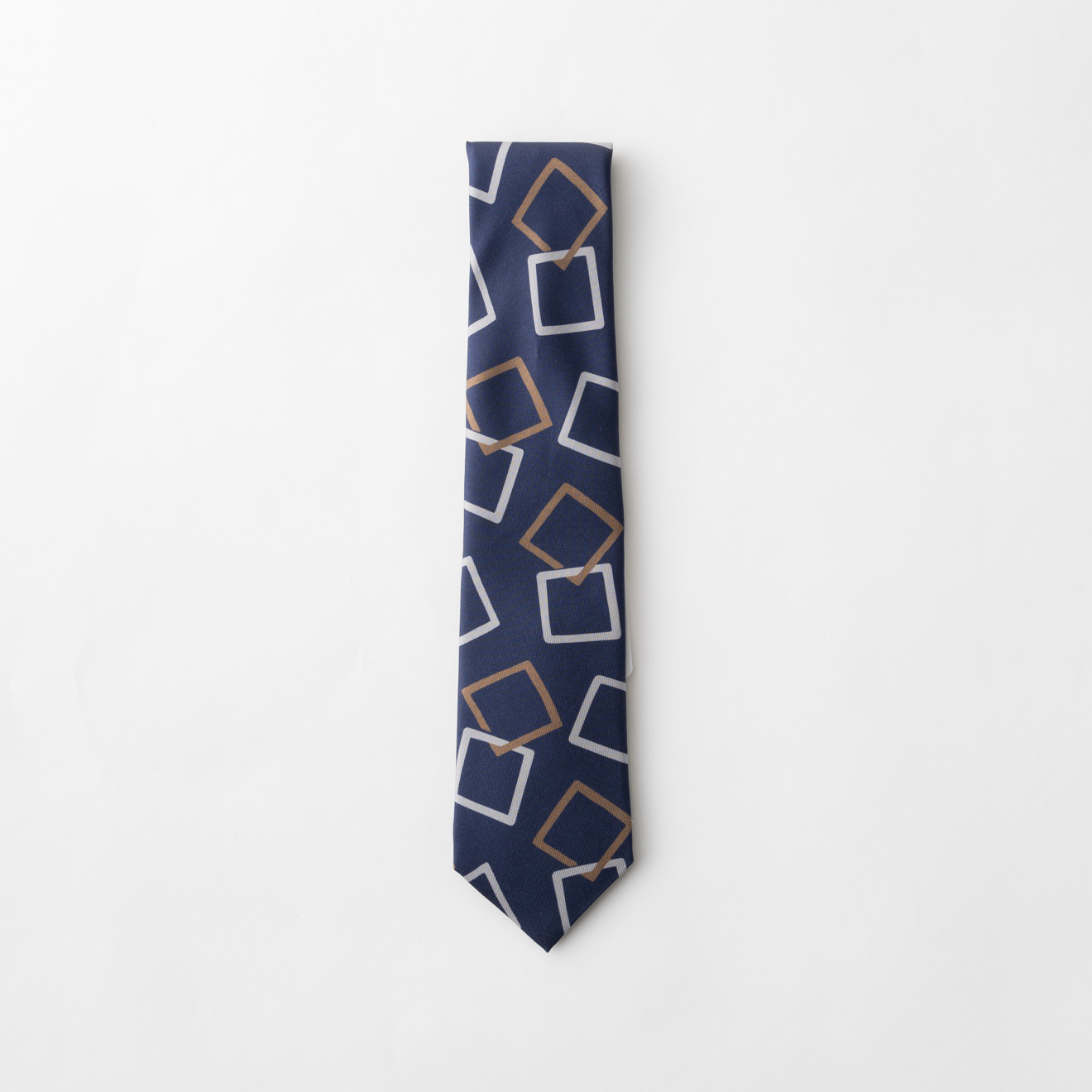 ネイビースクエアモチーフタイ